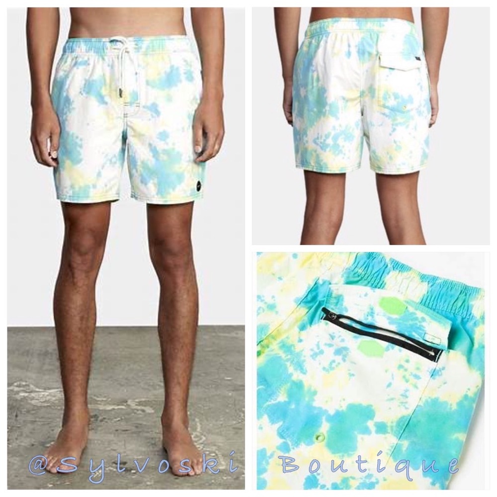 🔥RVCA MANIC ELASTIC - TIE-DYE ELASTIC WAIST SHORT FOR MEN NWT